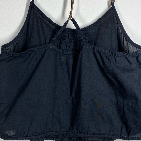 American Eagle Festival Boho Cropped Tank Top w Faux Leather Straps Black XS / S - Picture 7 of 8
